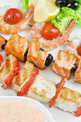 grilled salmon and shrimps