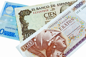 Eurokrise; Drachme, Peseta und Euro