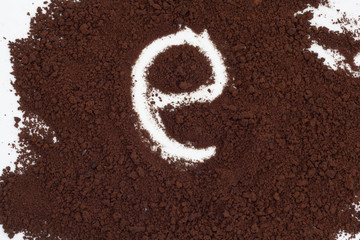 letter on the background of instant coffee