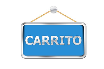 Cartel azul carrito