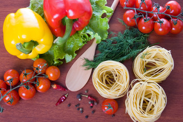 Pasta and fresh vegetables