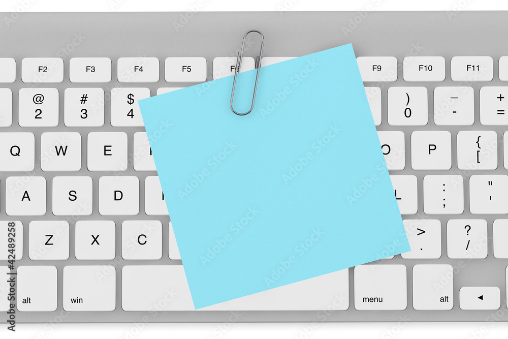 Poster memo paper and keyboard