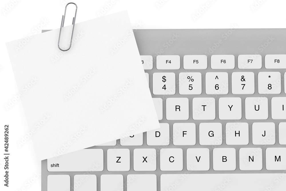 Poster memo paper and keyboard