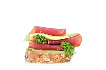 A studio shot of a sandwich