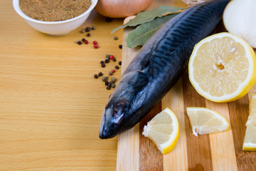 Raw mackerel and spices