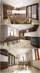 Obraz na płótnie Canvas 3d wnętrze kuchni