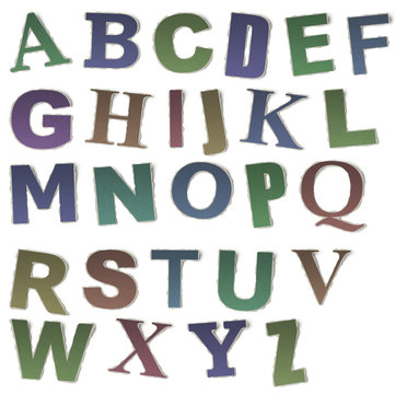 Numbers and letters collection, vintage alphabet based on newspa