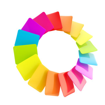 Circular rainbow palette of glossy cards