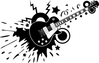 guitar black vector - obrazy, fototapety, plakaty