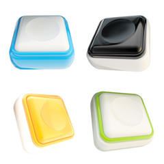 Set of glossy plastic buttons isolated