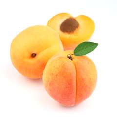 Ripe apricots with leaf