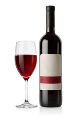 Bottle of red and wineglass