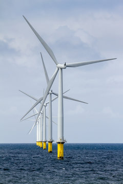 Row of offshore windmill