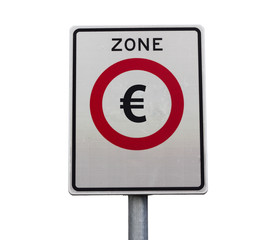 Euro zone road sign