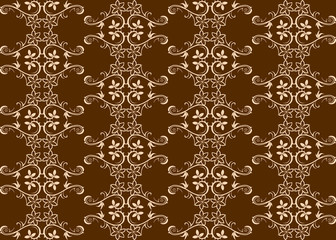 Brown seamless background with floral patterns