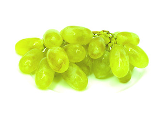 Fresh green grapes. Isolated on white