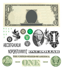 Set of detailed vector ornaments loosely based off a one dollar