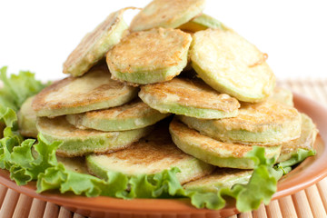 Courgettes fried in egg batter