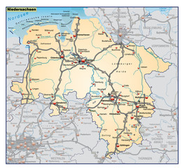 Fototapeta na wymiar Niedersachsen mit Nachbarländern und Autobahnen