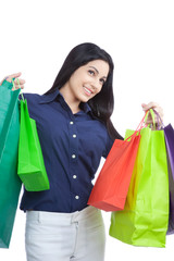 Happy Woman Holding Shopping Bags