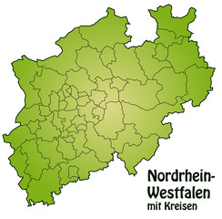 Bundesland Nordrhein-Westfalen mit Landkreisen