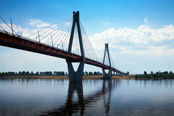 Fototapeta na wymiar Murom bridge through Oka River