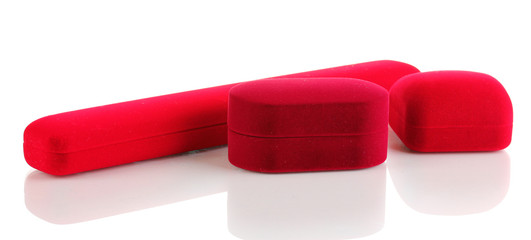 Red jewelry boxes isolated on white