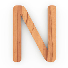 3d Font Wood Character N