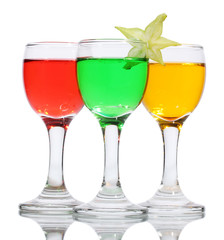 alcoholic cocktails isolated on white