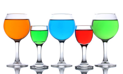 alcoholic cocktails isolated on white