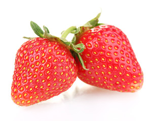 sweet ripe strawberries isolated on white