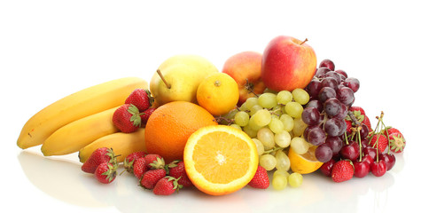 exotic fruits and berries isolated on white