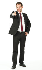 junger business mann zeigt