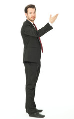 business mann zeigt