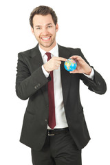 Businessmann mit weltkugel