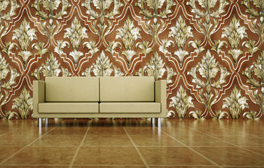 Beige Couch with Pattern Background