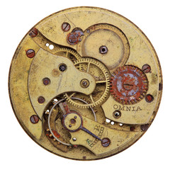 Close-up of a vintage rusty clock
