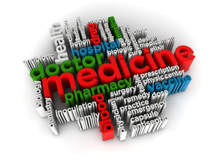 Medicine word cloud 3d render