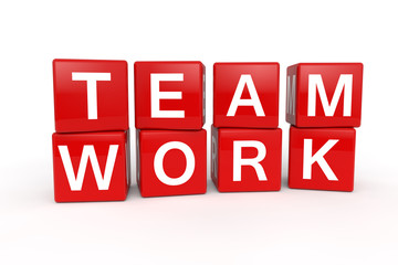 Team Work cubes 3d render illustration