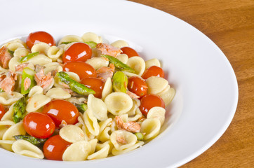 Cooked Pasta with Smoked Wild Salmon and Vegetables