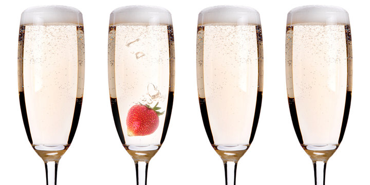 Champagne with strawberry - christmas cocktail.XXL-size