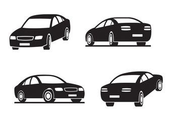 Cars in perspective - vector illustration