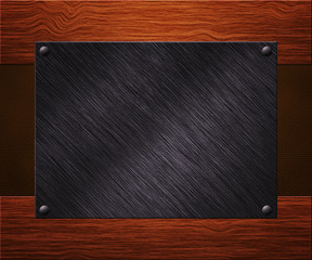 Obraz premium Metal Plate on Boards Background