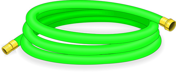 A green garden hose for water