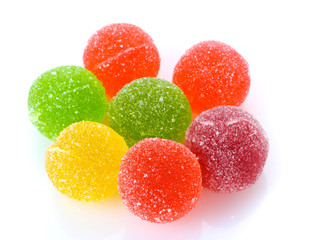 colorful jelly candies isolated on white