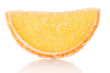 orange jelly candy isolated on white