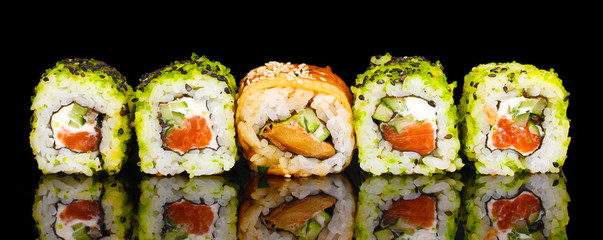 Tasty rolls isolated on black