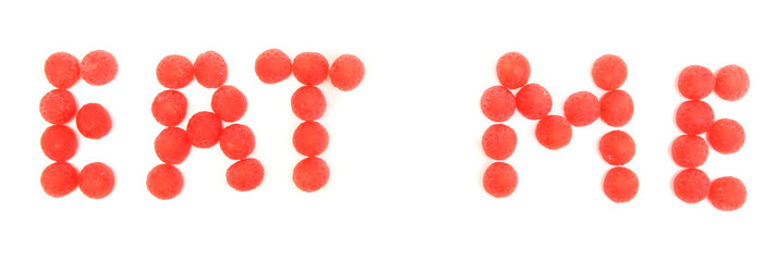 Word of sweets isolated on white