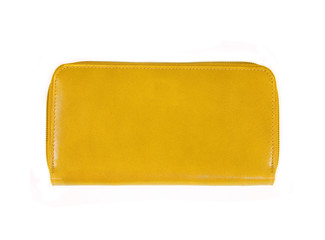 Beautiful yellow makeup bag isolated on white