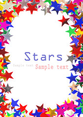 Star shaped confetti of different colors frame